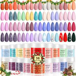 Lavender Violets 36 Colours Dip Nails Powder Starter Kit Purple Pink Green Blue Orange and Red Glitter Acrylic Dipping Nail Powder Set for Beginners and Professionals Dip Manicure DIY M957