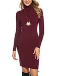 Wayleb Robe Pull Hiver Chic Femmes Hiver Élégant Robe en Tricot Automne Hiver Pull Robe Serré Col Roulé Long Midi Chandail à Manches Longues Mince Chaud Officiel Décontracté