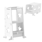 AIYAPLAY Tour d'observation Enfant Tour d'apprentissage Enfant Structure trapézoïdale Design 2 en 1 pour Enfant 3-6 Ans Blanc