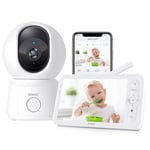 ARENTI 1080P Wifi Video Baby Monitor with Camera and App,Night Vision,5" Split Screen,3000mAh Battery,Pan Tilt Zoom,Auto Tracking,300m Long Range,Temperature Sensor,Cry&Motion Detection,2 Way Audio