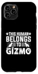 Coque pour iPhone 11 Pro Nom du chien Gizmo Cadeau personnalisé This Human Belongs To a Dog