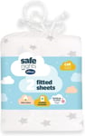 Silentnight Safe Nights Moses Basket Fitted Sheets Set 100% Jersey Cotton Bassi