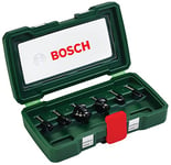 Bosch 6 pièces Ensemble de fraises au carbure (pour le bois, emmanchement Ø 1/4", accessoires défonceuse)