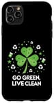 Coque pour iPhone 11 Pro Max Go Green - Live Clean - Nature Lover Shamrock Recycling