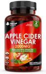 Apple Cider Vinegar Capsules 100% Pure ACV 2000mg - Added Probiotic with Green Tea,Turmeric & Black Pepper - 2 Months Supply - Tasteless & Vegan - Not ACV Gummies or Tablets - UK Made