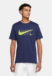 Nike Air Print Mens Sportswear Multi Swoosh T Shirt in Navy Jersey - Size Small