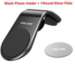 Uslion Easy Air Vent Mount Hållare Bil Universal Mobiltelefon Hållare Stöd Magnetisk Adsorption Biltelefon Monteringsställ för Iphone black