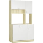 Armoire de cuisine contemporaine rangement- buffet haut - 5 portes, 1 tiroir, 3 niches - 102 x 48 x 180 cm - Homcom