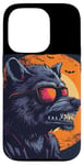 Coque pour iPhone 14 Pro Loup-garou amusant avec lunettes de soleil pour les amateurs de loups-garous