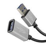KabelDirekt – Câble de rallonge USB A 3.0 – 1m – (connecteur USB A sur port USB A, convient pour tous les ports USB A, noir/space grey) – PRO Series