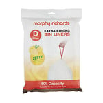 Morphy Richards 979038 60L Lemon Scented Heavy Duty Drawstring Bin Liners, 20 Pack, White