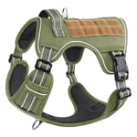 HEELE Harnais pour Chien, Harnais Veste pour Chien, Harnais Chien Anti Traction, Harnais Tactique pour Chien, Harnais pour Moyen Grand Chien, Harnais Chien Militaire pour Entraînement Chasse, Vert, L