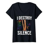 Womens I Destroy Silence Didgeridoo Apparel V-Neck T-Shirt