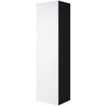 Armoire murale 1 porte Meuble de Rangement suspendu 40x165x29cm 4 compartiments Modèle Luke V4 Noir et Blanc Finition brillante