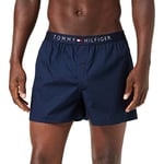 Tommy Hilfiger Men's Cotton Woven Icon Plain Boxer Shorts, Blue (Navy Blazer-Pt), Small