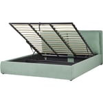 Lit Double Moderne avec Coffre de Rangement 180 x 200 cm en Velours Vert Bajonna