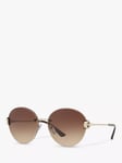 BVLGARI BV6091B Round Sunglasses, Rose Gold/Brown Gradient