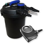 Wiltec Kit complet: CPF-180 Filtre de bassin à pression jusqu’à 6000 L avec 11 Watt UV-C lampe uv, NEO8000 SuperEco pompe de filtration 8000l/h 70W