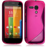 Housse Etui Coque S-Line - Motorola - Moto G - Rose Fushia - Souple - Film De Protection