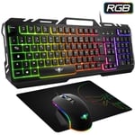 SPIRIT OF GAMER – PRO-MK5 – Pack Gaming 3 En 1 – Clavier RGB Anti-Ghosting / Souris 7 Boutons RGB 6400 DPI / Tapis inclus/ pour PC