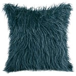 Eurofirany Housse de Coussin pour canapé ou lit-Décoration élégante et Exclusive en Fausse Fourrure Moelleuse, Velours, Bleu Marine, 45 x 45 cm