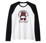 Funny, Cute Christmas All Mom Wants Is A Silent Night Raglan Baseball Tee