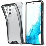 Moozy Xframe Coque antichoc pour Samsung S22 – Coque transparente à bord noir, coque hybride double couleur transparente avec bord en TPU absorbant les chocs - Neuf