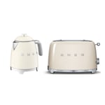 Smeg Mini Kettle and 2-sl Toaster, 50’s Style Retro Range, Cream