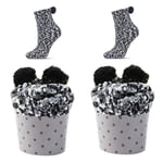 JARSEEN 2 Coffret Cadeau Noel Chaussettes Femme Super Confortables Chaud Douces Mignon Noël (2 Noir, EU 36-42)