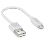 deleyCON 0,15m Lightning 8 Pin USB Câble de Charge & Données Certifié MFI et Compatible avec iPhone 14 Pro Max 14 Pro 14 Plus 14 SE 13 Pro Max 13 Pro 13 Mini 12 Pro Max 12 Pro 12 Mini - Blanc