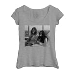 T-Shirt Femme Col Echancré John Lennon Yoko Ono Vintage Fleur 70's