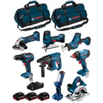 BOSCH Kit 18V BK801BAG (GDX 18V-180+GSR 18V-55+GBH 18V-21+GKS 18V-LI+GST 18V-LIS+GWS 18-125V-LI+GLI 18V-300+GSA 18V-LIC+3x4,0Ah)