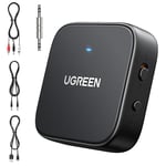 UGREEN Bluetooth 5.2 Transmitter and Receiver, Wireless 2-in-1 Aux Bluetooth Adapter with 27-Hour Playtime, Dual Connection, 3.5mm Bluetooth Adapter for TV, PC, Airplane, Gym, Home Stereo and Car