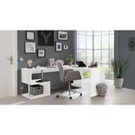 Dmora - Bureau d'angle pour bureau et bureau avec étagère, Made in Italy, Table d'ordinateur, Bureau pour pc, 160x60h78 cm, couleur blanc brillant,