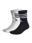 Adidas Sportswear Unisex 3 Pack Cushioned 3 Stripe Crew Socks - White/Grey