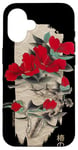 iPhone 16 Japanese Tsubaki flower in retro grunge flower aesthetic Case