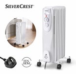 Silvercrest Oil Filled Radiator Electric 7 Fins 4 Wheels Potable Heater - 1500W