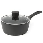 Salter BW11044EU7 Casserole Antiadhésive avec Couvercle en Verre Trempé, 20cm, Design Cosmos, Revêtement Antiadhésif Durable, Sans PFOA, Compatible Plaques à Induction, Facile à Nettoyer, Gris/Noir