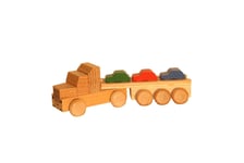 Jouet en Bois Tracteur Avec Autoauflieger Coloré Longueur Env. 15 CM Neu Voiture