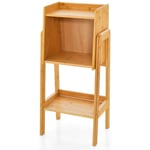 Helloshop26 - Bibliothèque étagère rangement en bambou meuble case compartiment cube pieds bords surélevés 27 x 37 x 80cm naturel