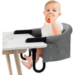 Swanew - Chaise de Table pour Bébé, Pliable, 36x42x27cm, avec Pinces Antidérapantes, Capacité de 18KG, Livrée avec Sacs, de Couleur Grise