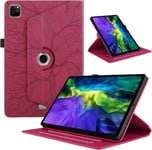 Coque Compatible Avec Tablette Ipad Pro 11 Pouces 2024 Cover Étuis Cuir 360°Rotatif Multi-Angle Stand Flip Protection Tablette Case Housse Cover Ipad Pro 11,Rouge Arbres.[F1817]