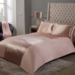 Sleepdown Sleepdown Parure de lit de luxe en satin avec housse de couette et taies d'oreiller - Super king size (220 x 260 cm) - Rayures champagne, Polyester, Champagne, Super King