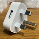 Apple 5W UK USB Main Power Adapter Charger Plug iPhone iPad White 100% Original