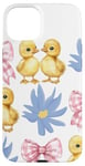 iPhone 15 Plus Spring Chicks Pink Gingham Ribbon Daisy Flower Case