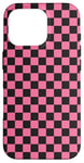 Coque pour iPhone 16 Pro Mini Black and Pink Classic Checkered Checker Checkerboard