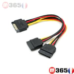 Alimentation sata 15p male vers sata x2 femelle cable alimentation sata 1pour2