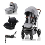 Barnevogn, Britax, Smile 5Z, Frost Grey inkl. liggedel, bilstol og base