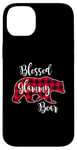 Coque pour iPhone 14 Plus Blessed Glammy Bear Red Buffalo Check Plaid Cadeau pour grand-mère