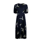 Weird Fish Womens/Ladies Everly Printed Eco Viscose Dress (Rich Navy) - Size 10 UK